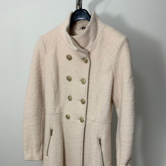GUESS Women's S Military Double Breasted Wool Winter Coat Cream - Picture 1 of 5